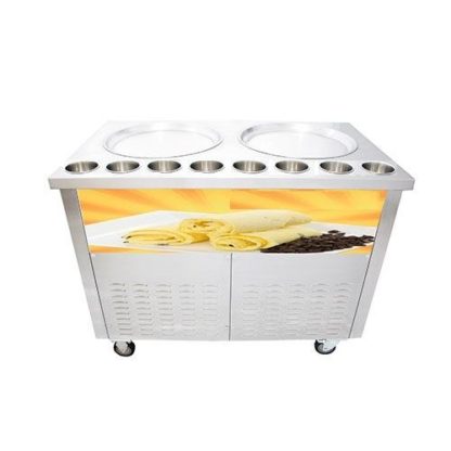 Máquina de helado frito 2 planchas redondas + 8 topineras