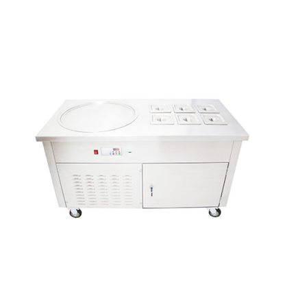 Máquina de helado frito de 1 plancha redonda + 6 topineras