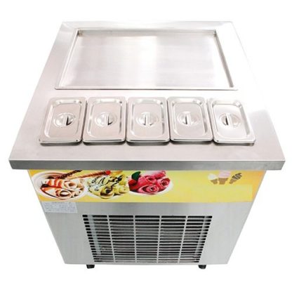 Máquina de helado frito de 1 plancha cuadrada + 5 topineras